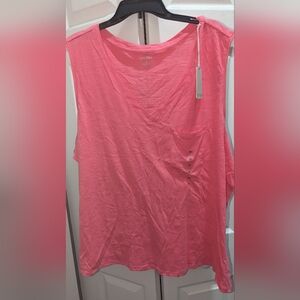 NWT,Dept222, Pink, v-neck, wide strap, pocket tank top – women size 3xl
